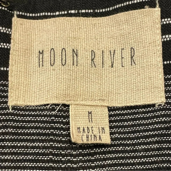 MOON RIVER by ANTHROPOLOGIE NWOT Denmark Striped Tunic Dress in Black Noir - Picture 7 of 10